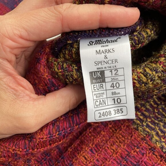 90s Women's St Michael Knit Sweater Size UK 12 US 8 Paisley Retro Sweater - Picture 8 of 12